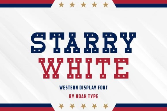 Starry White Font: A Patriotic Display Typeface for Makers and Sellers